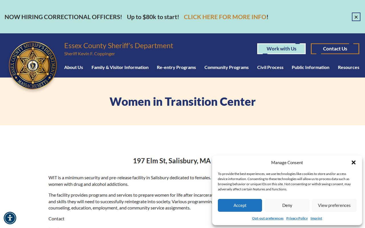 Women in Transition Center Salisbury release facility source